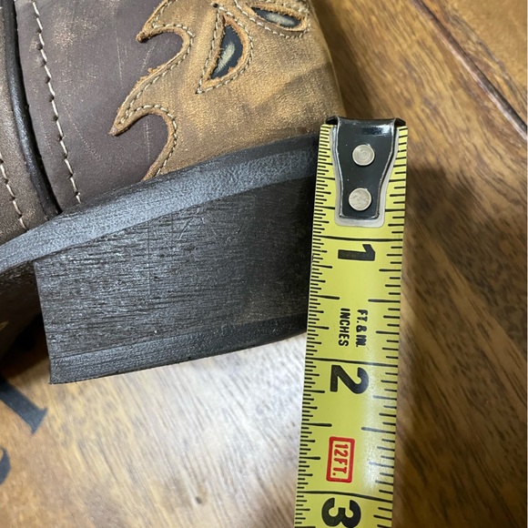 LAREDO Womens Tan Brown Teal Flower Cut Out Leather Western Cowgirl Boots Sz 6.5 - Picture 3 of 15